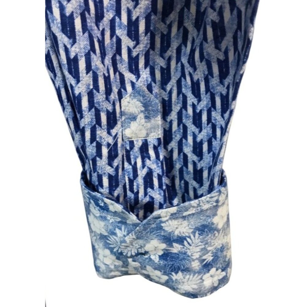 Robert Graham Tulsa Geo Blue‎ White Long Sleeve Button Down Shirt Men's S NEW - Picture 7 of 14
